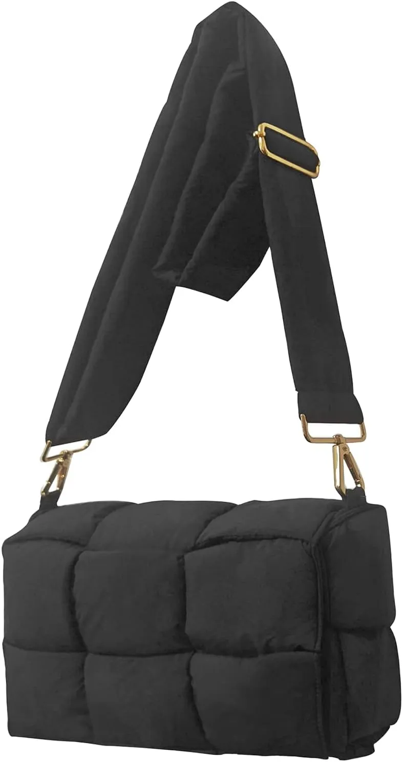 Puffer Crossbody Bags for Women Trendy Quilted Shoulder Bag Small Puffy Lightweight Purses with Adjustable Strap