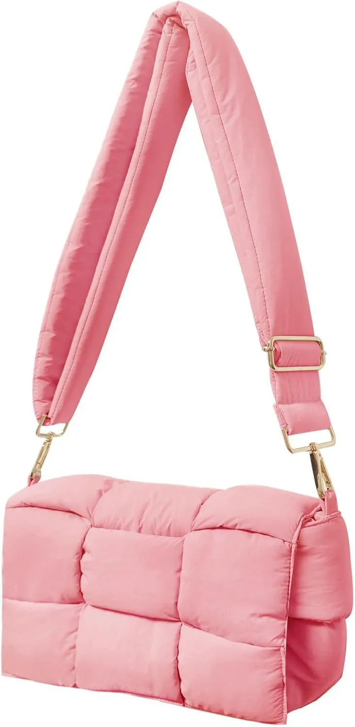 Puffer Crossbody Bags for Women Trendy Quilted Shoulder Bag Small Puffy Lightweight Purses with Adjustable Strap