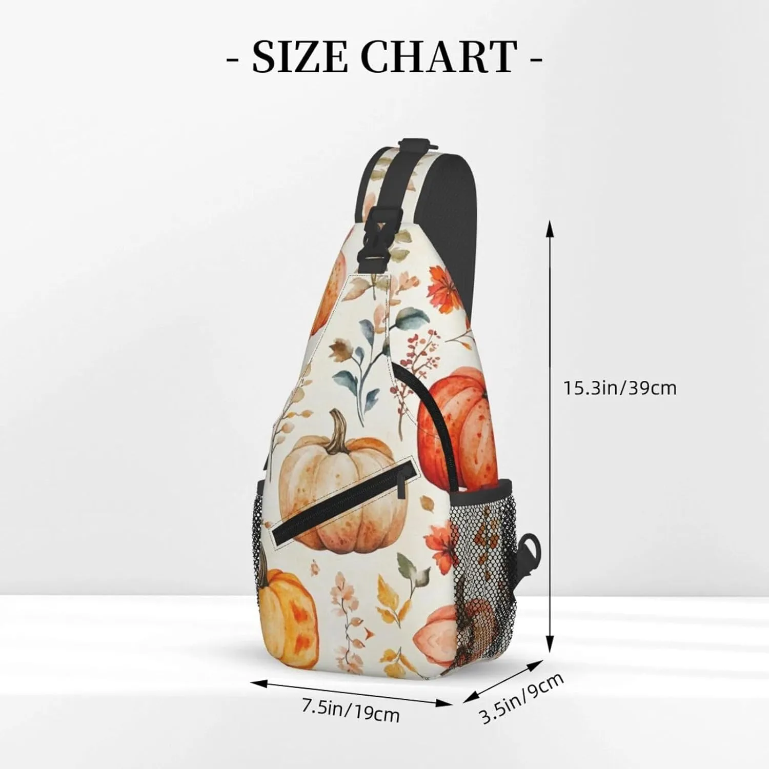 Pumpkin Print Sling Bag Crossbody Shoulder Backpack Chest Bags Gym Travel Hiking Casual Daypack
