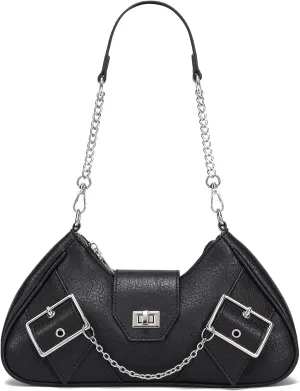 Punk Small Shoulder Bags for Women Goth Y2k Vintage Grunge Purses with Chain Strap