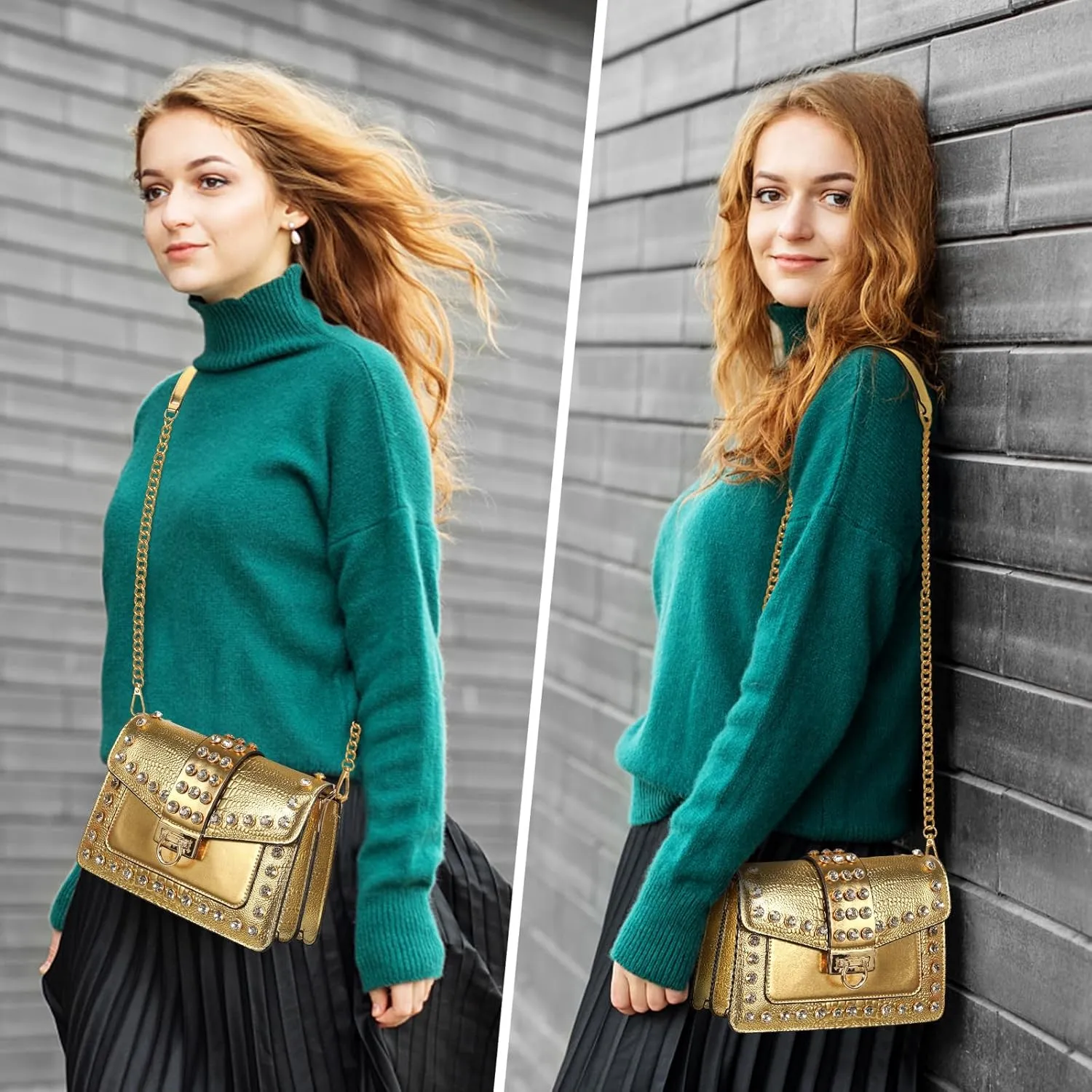 Purse for Women Trendy Leather Shoulder Bag Chain Ladies Crossbody Bags Vintage Crocodile Print Satchel Handbag for Women