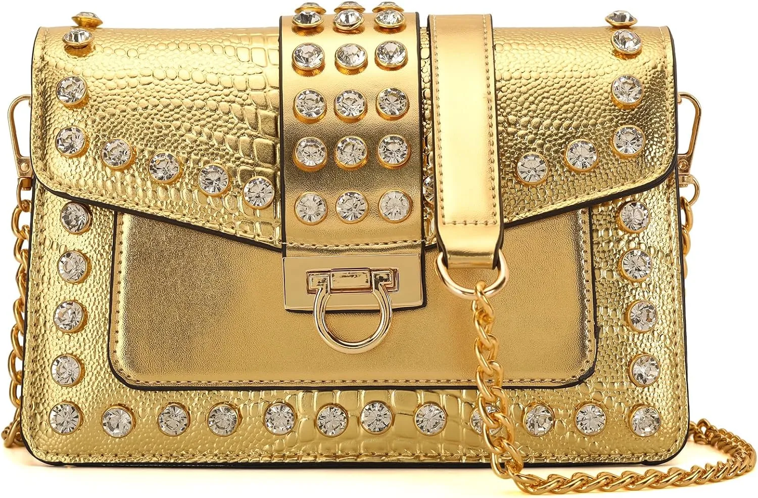 Purse for Women Trendy Leather Shoulder Bag Chain Ladies Crossbody Bags Vintage Crocodile Print Satchel Handbag for Women