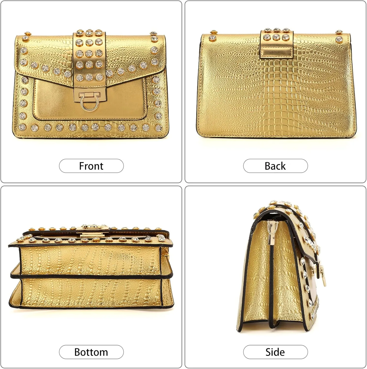 Purse for Women Trendy Leather Shoulder Bag Chain Ladies Crossbody Bags Vintage Crocodile Print Satchel Handbag for Women