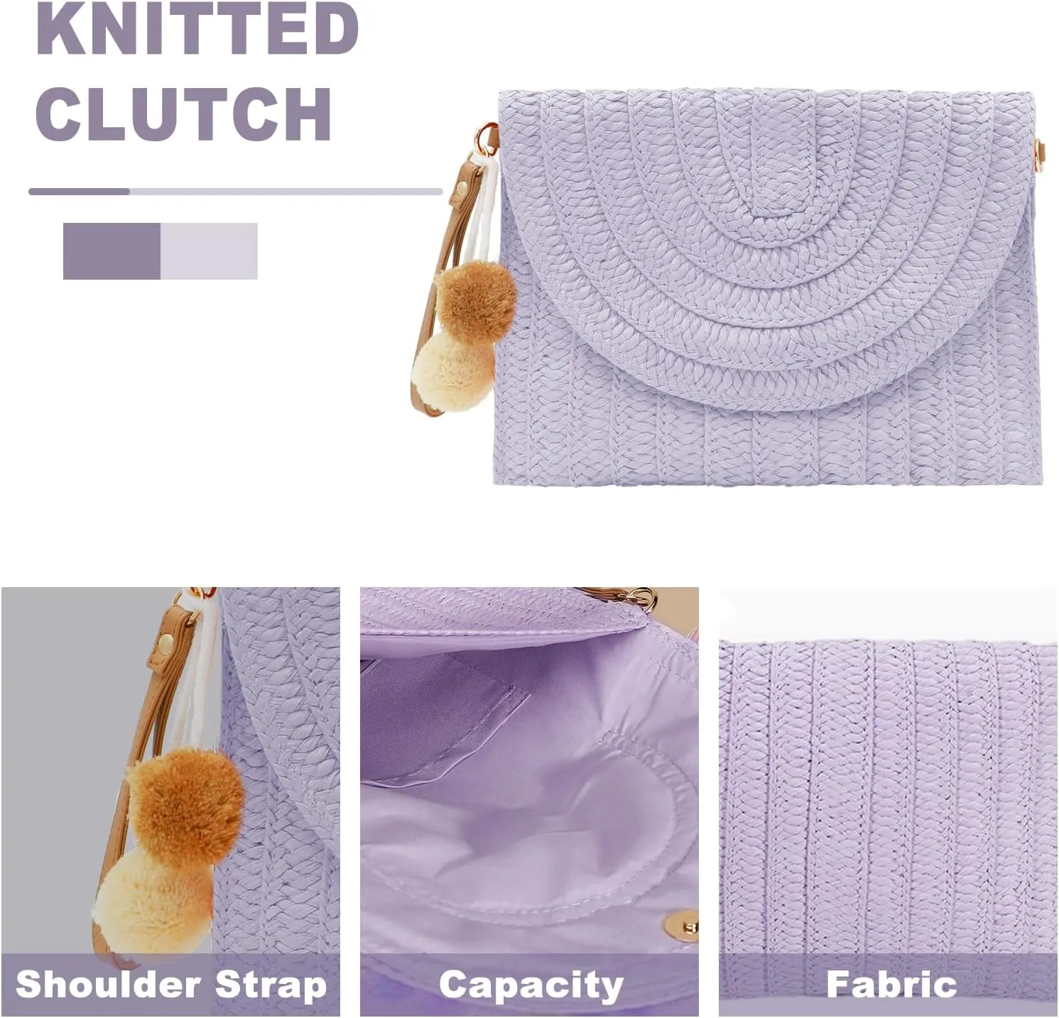 QTKJ Crossbody Bags for Women, Straw Clutch Purses, Bohemian Handmade Woven Envelope Package
