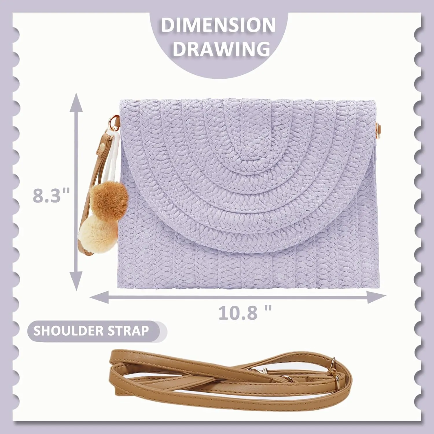 QTKJ Crossbody Bags for Women, Straw Clutch Purses, Bohemian Handmade Woven Envelope Package
