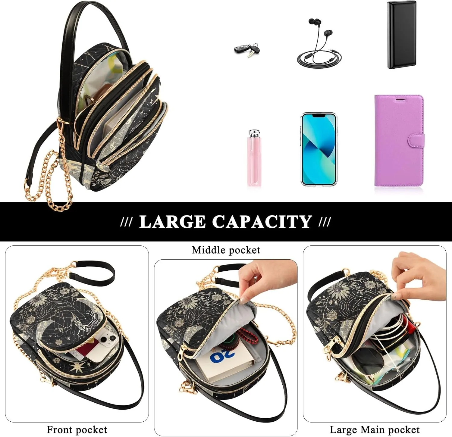 Quilted Purse Cell Phone Crossbody Case