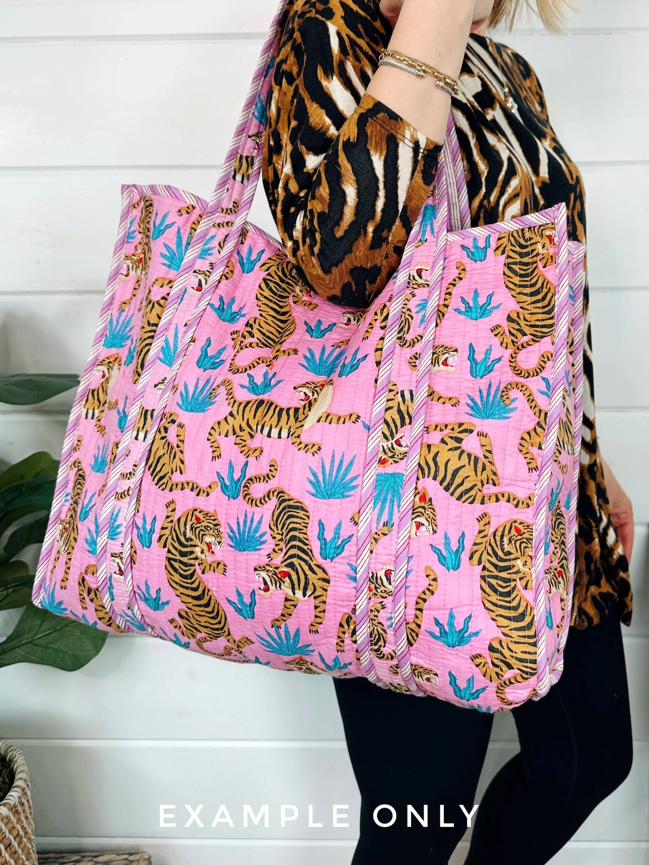 Quilted Tote Bag | Pink Floral Tote