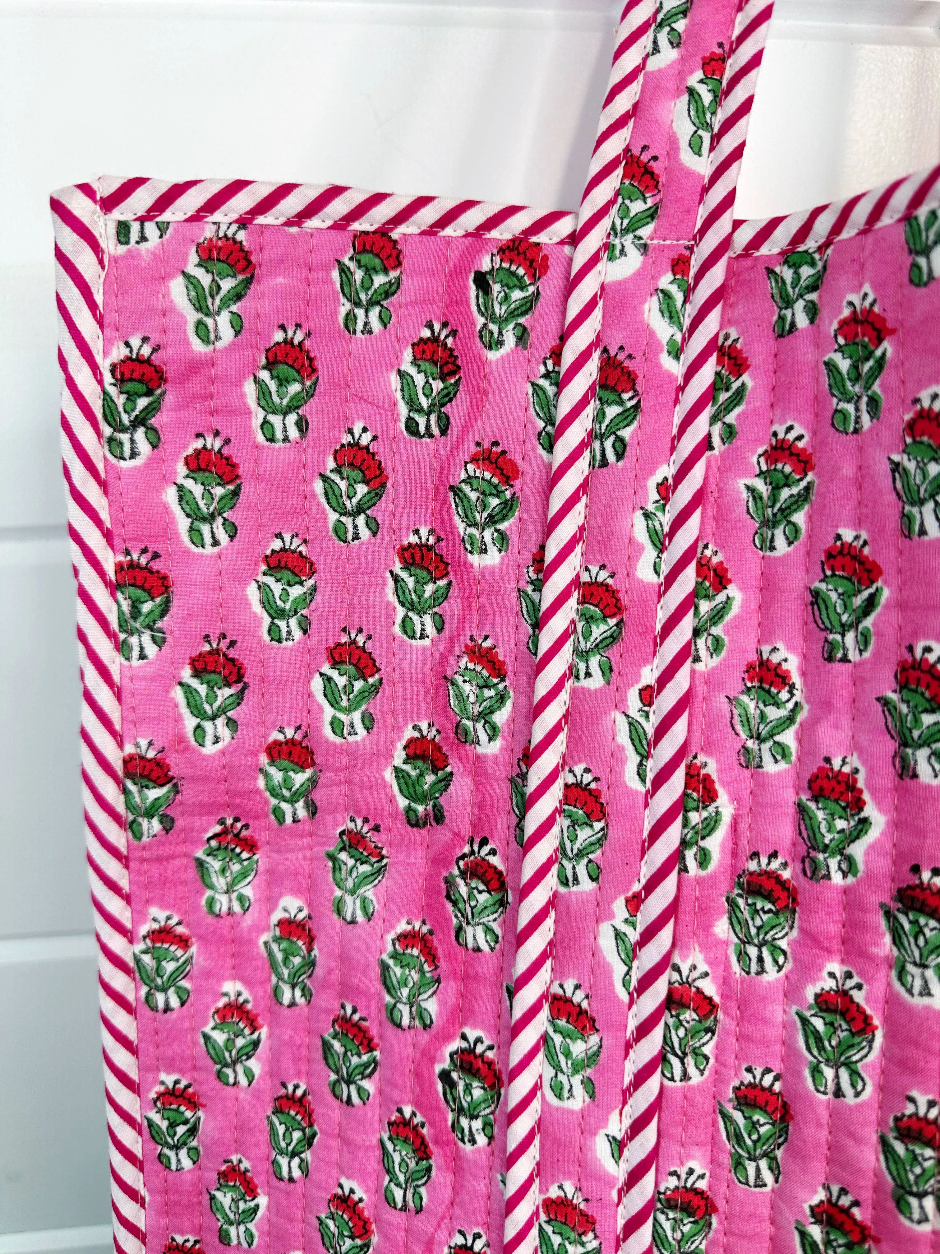 Quilted Tote Bag | Pink Floral Tote