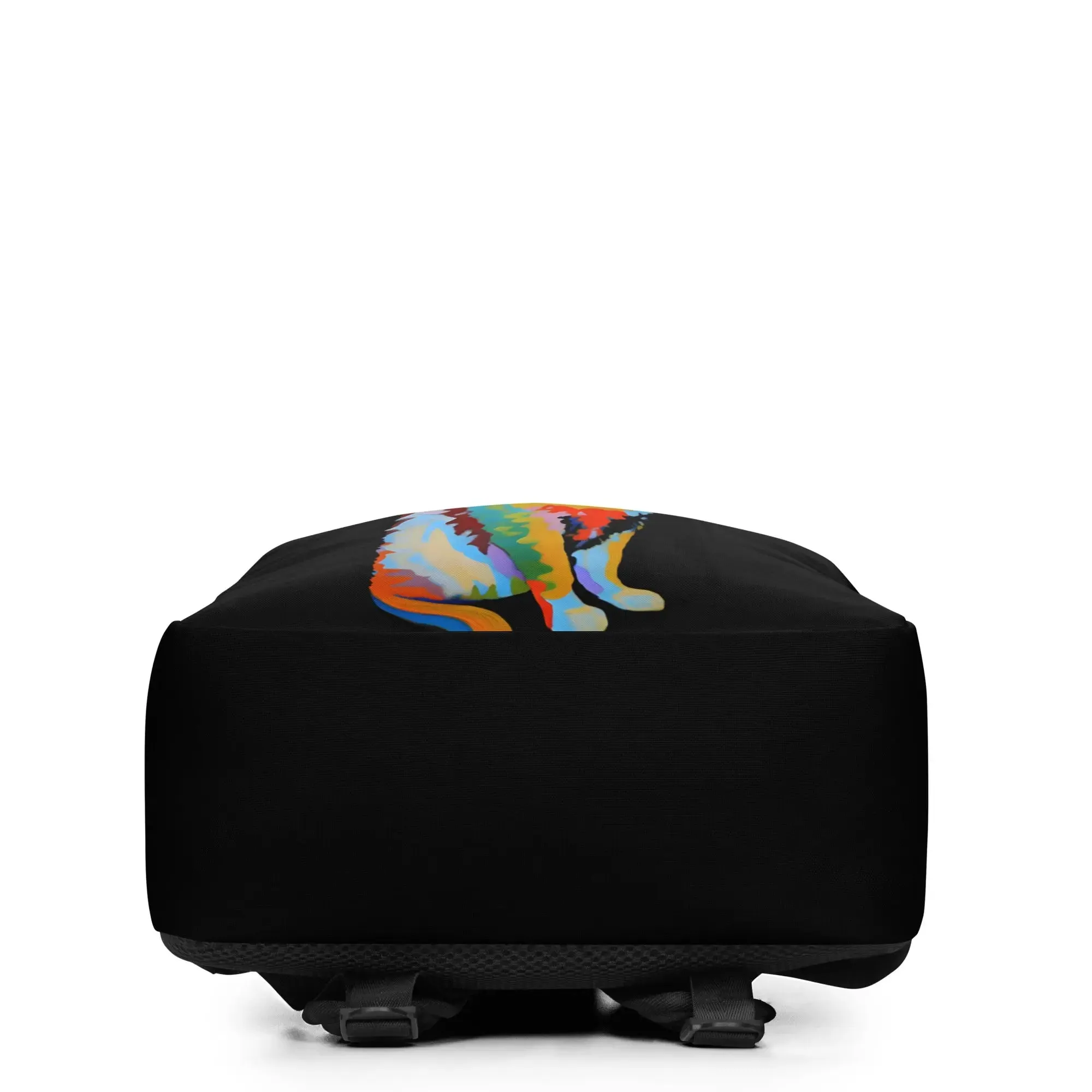 "Cat Lovers" Collection - Black Minimalist Backpack with Cat