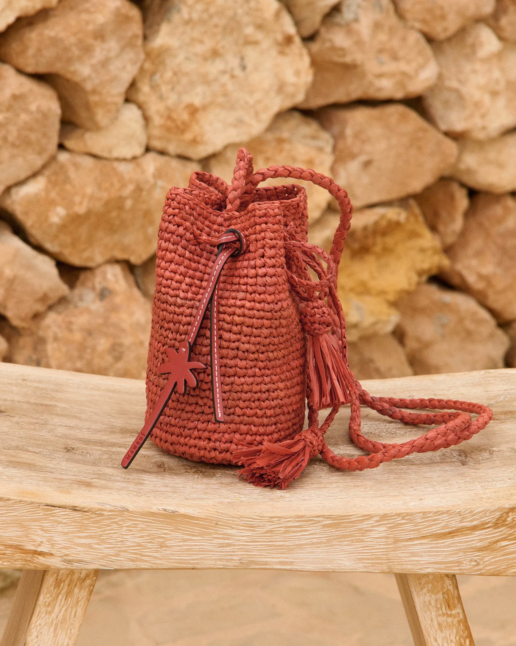 Raffia Beach Bucket Mini - V79CX - Rust