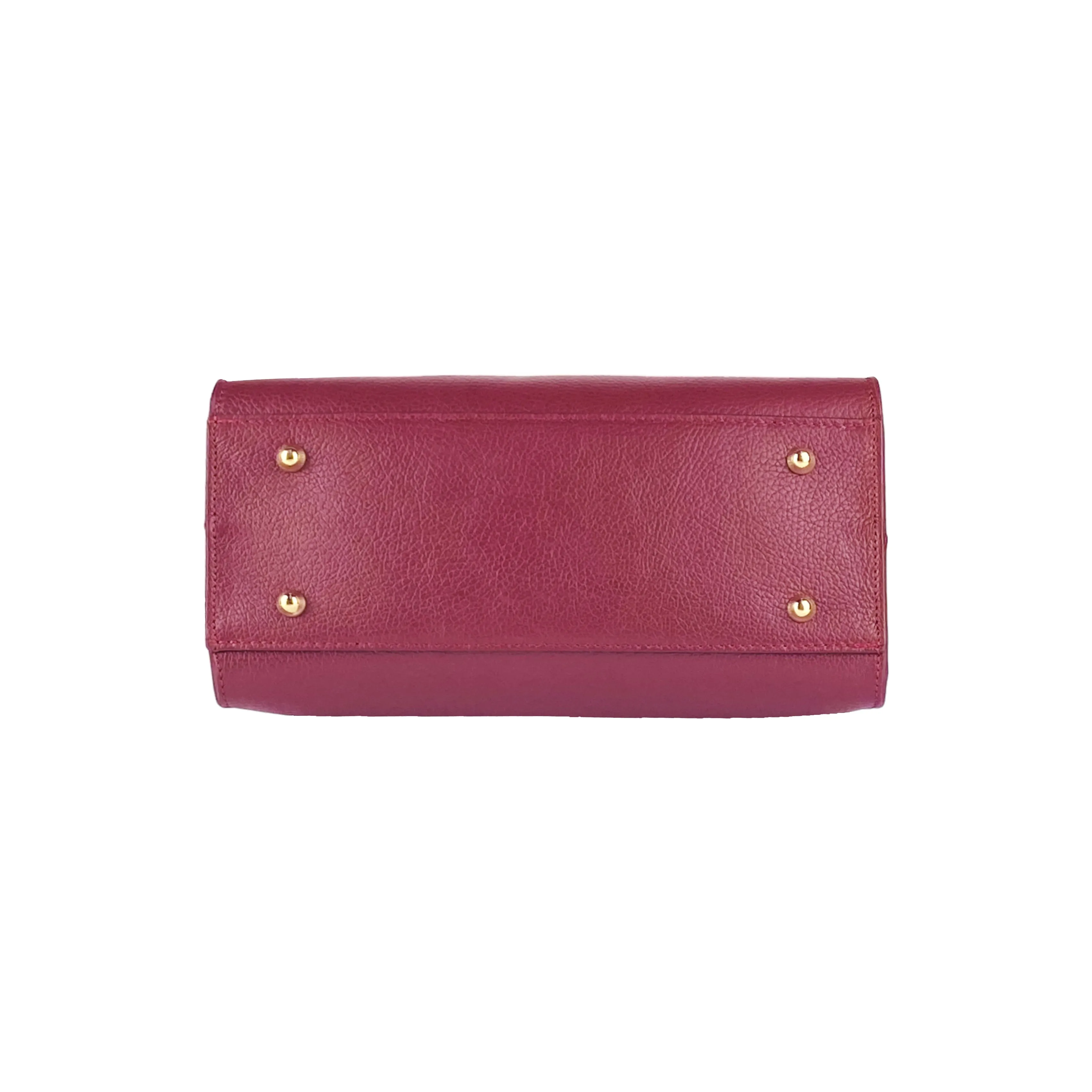 RB1016X | Women's handbag in genuine leather Made in Italy with removable shoulder strap. Attachments with shiny gold metal snap hooks. Bordeaux colour. Dimensions: 28 x 20 x 14   12.5 cm