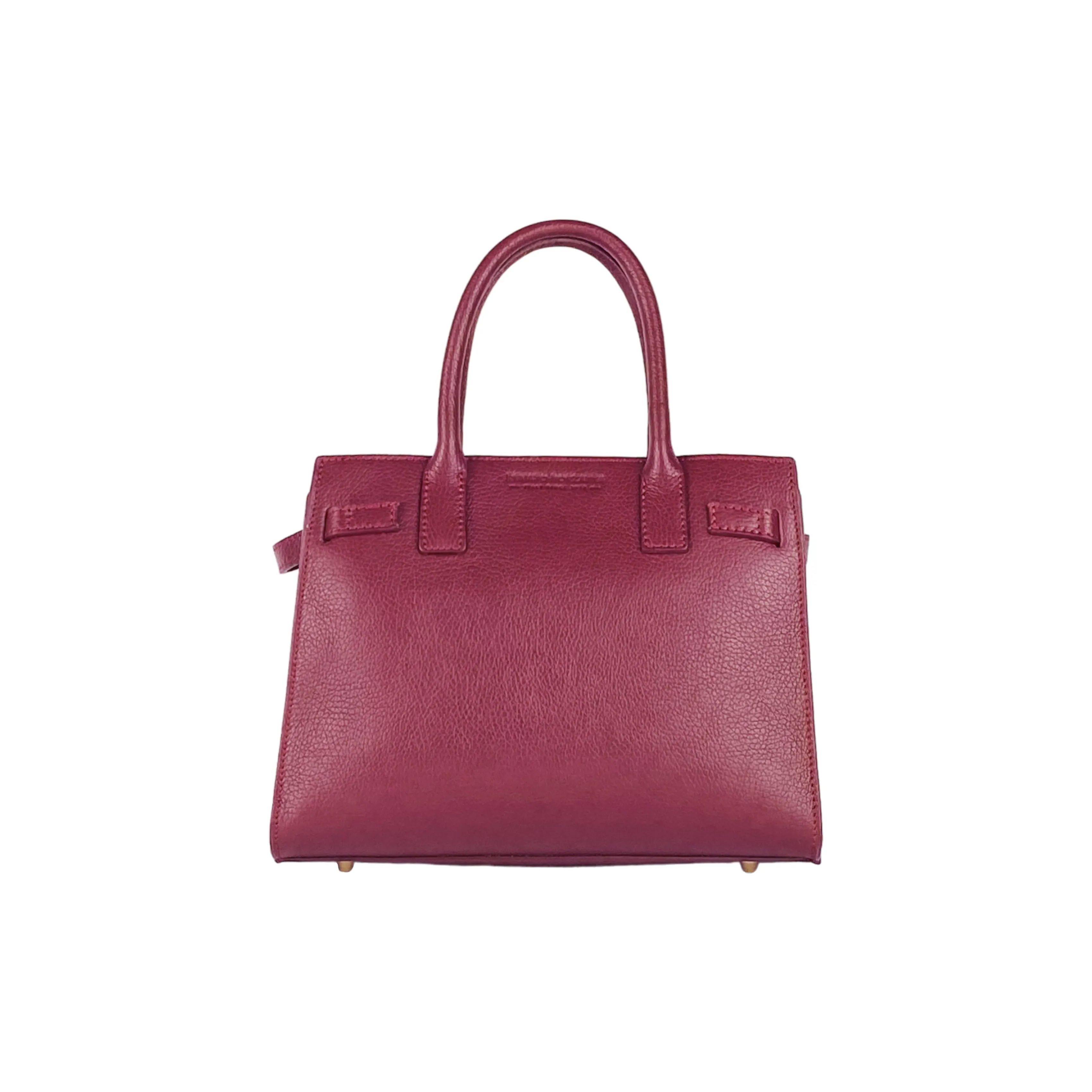 RB1016X | Women's handbag in genuine leather Made in Italy with removable shoulder strap. Attachments with shiny gold metal snap hooks. Bordeaux colour. Dimensions: 28 x 20 x 14   12.5 cm