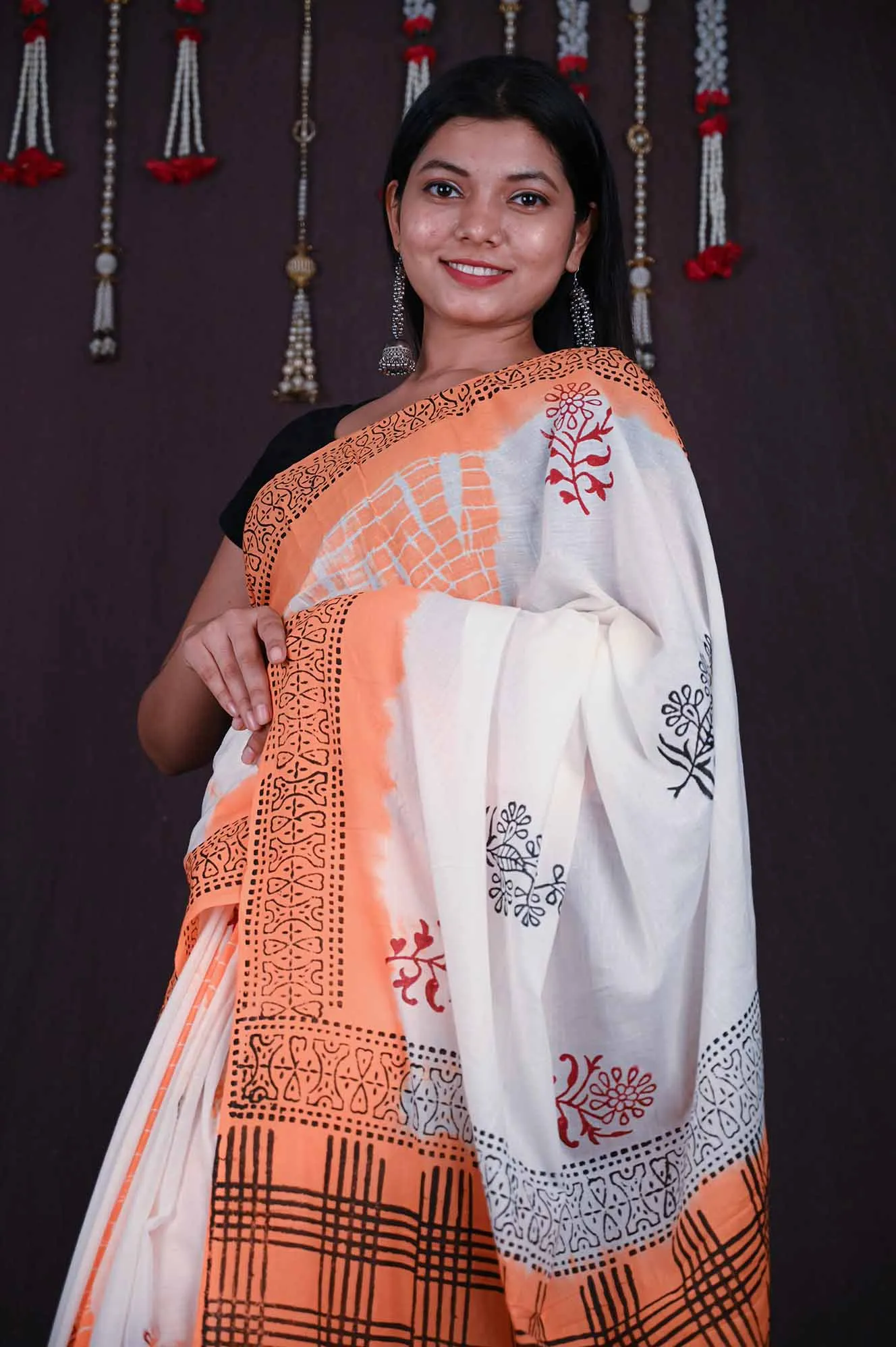 Ready To Wear soft mul mul White Printed one minute ready made saree