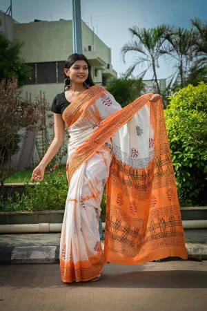 Ready To Wear soft mul mul White Printed one minute ready made saree