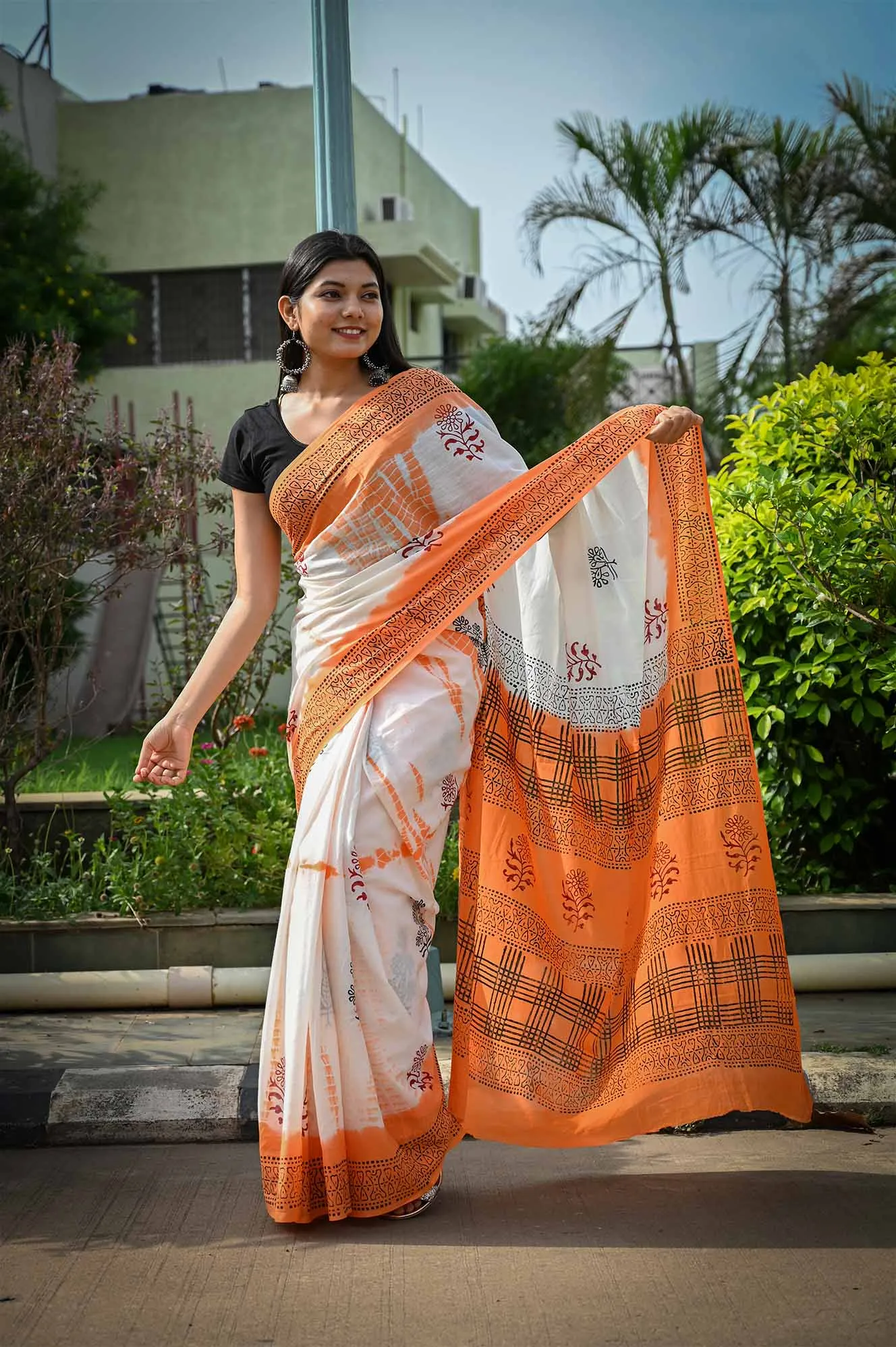 Ready To Wear soft mul mul White Printed one minute ready made saree