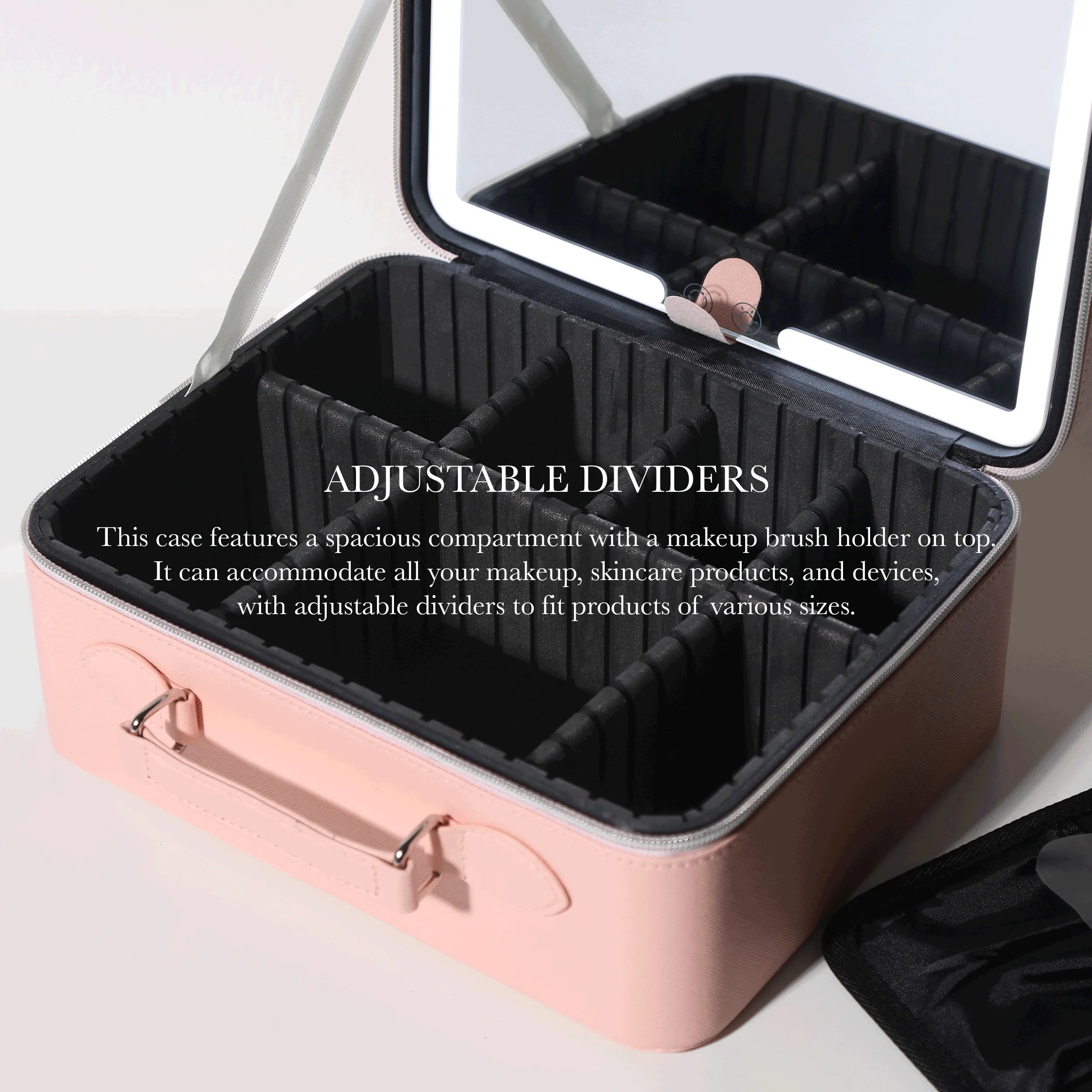 Rechargeable LED Mirror Travel Makeup Case
