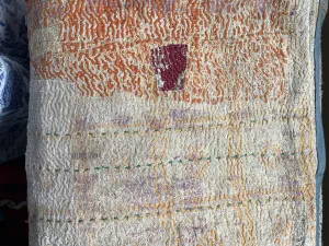 Rectangular Vintage Kantha Cushion  - Red Square