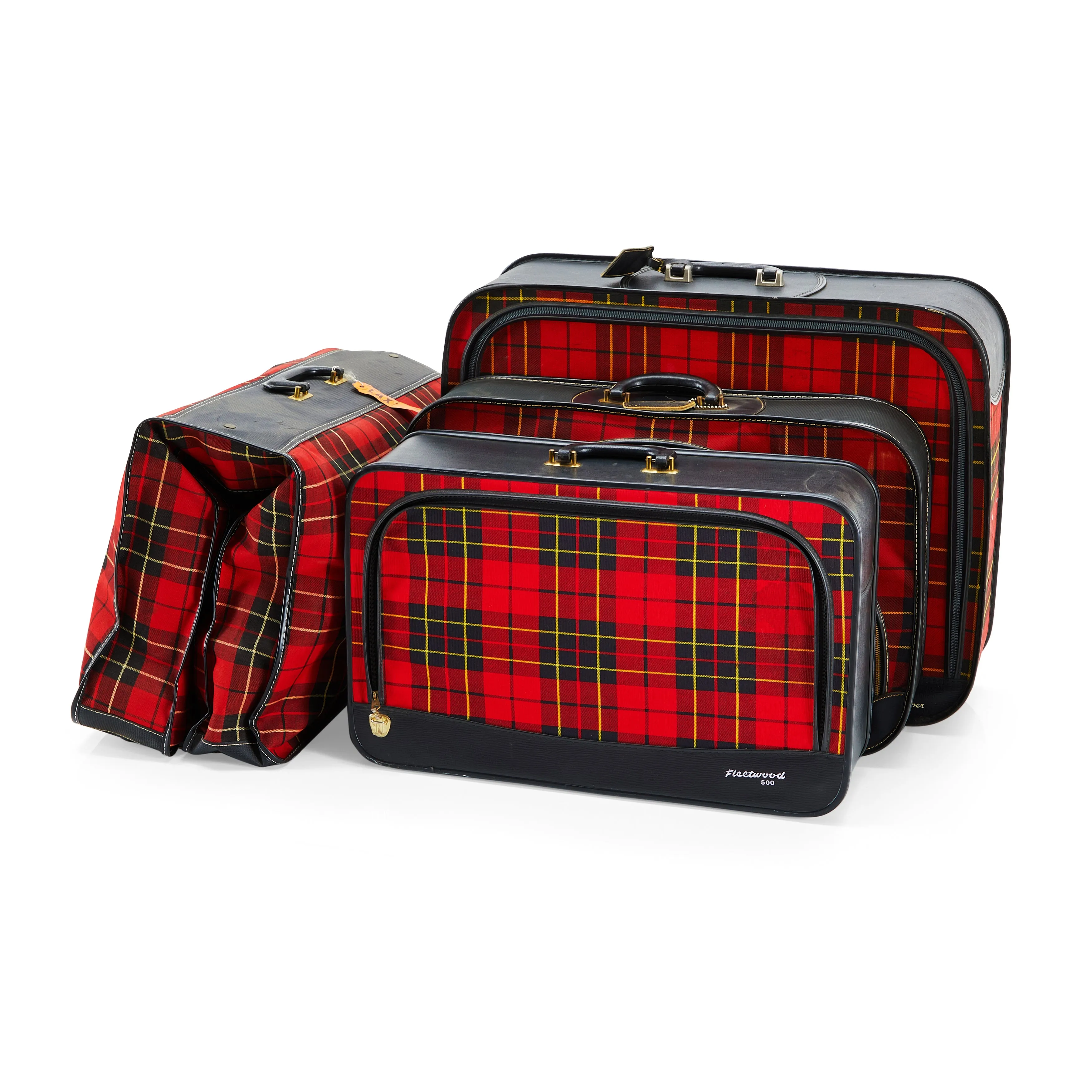 Red Fleetwood Plaid Suitcase