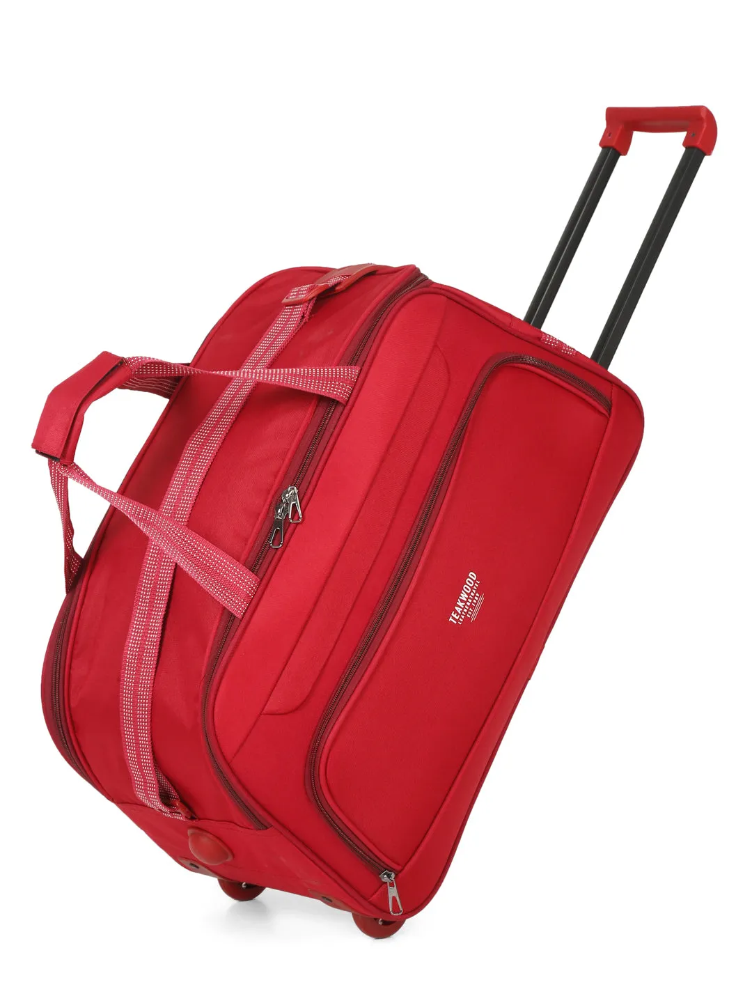 Red Printed Medium Duffel Trolley Bag