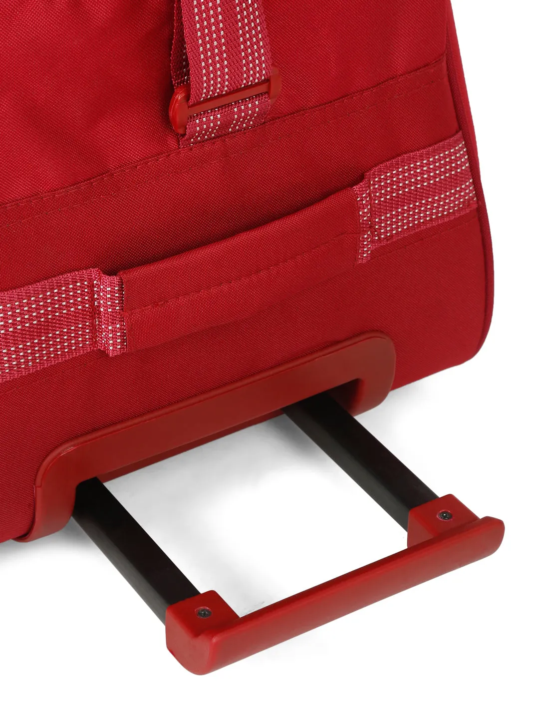 Red Printed Medium Duffel Trolley Bag