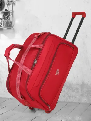 Red Printed Medium Duffel Trolley Bag
