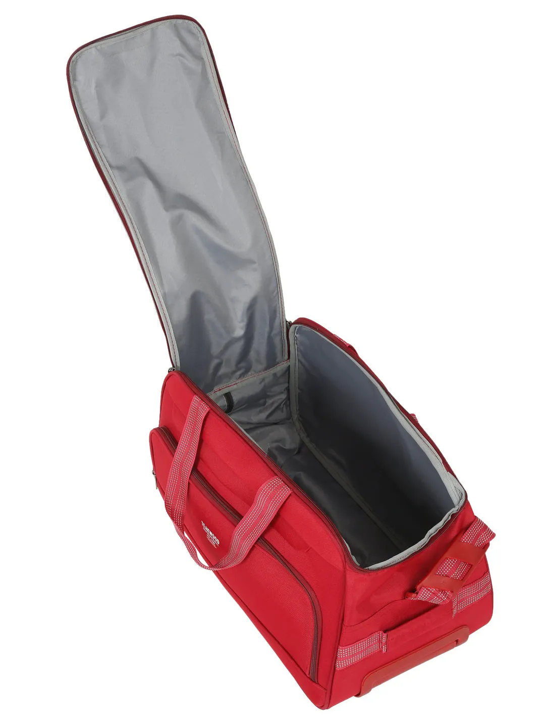 Red Printed Medium Duffel Trolley Bag