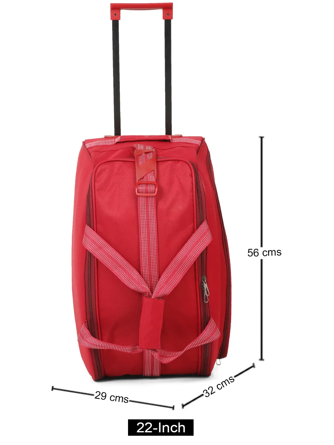 Red Printed Medium Duffel Trolley Bag