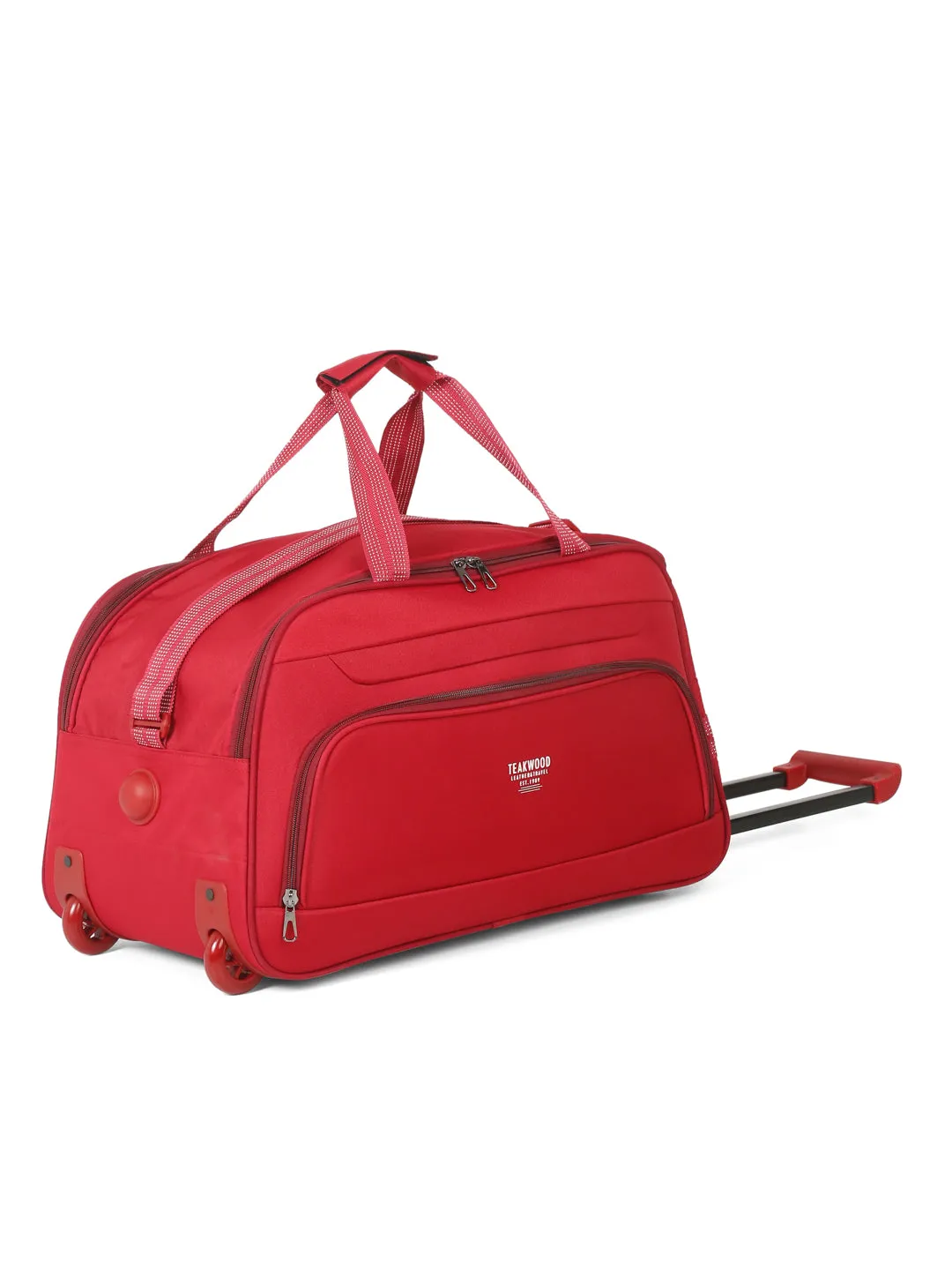 Red Printed Medium Duffel Trolley Bag