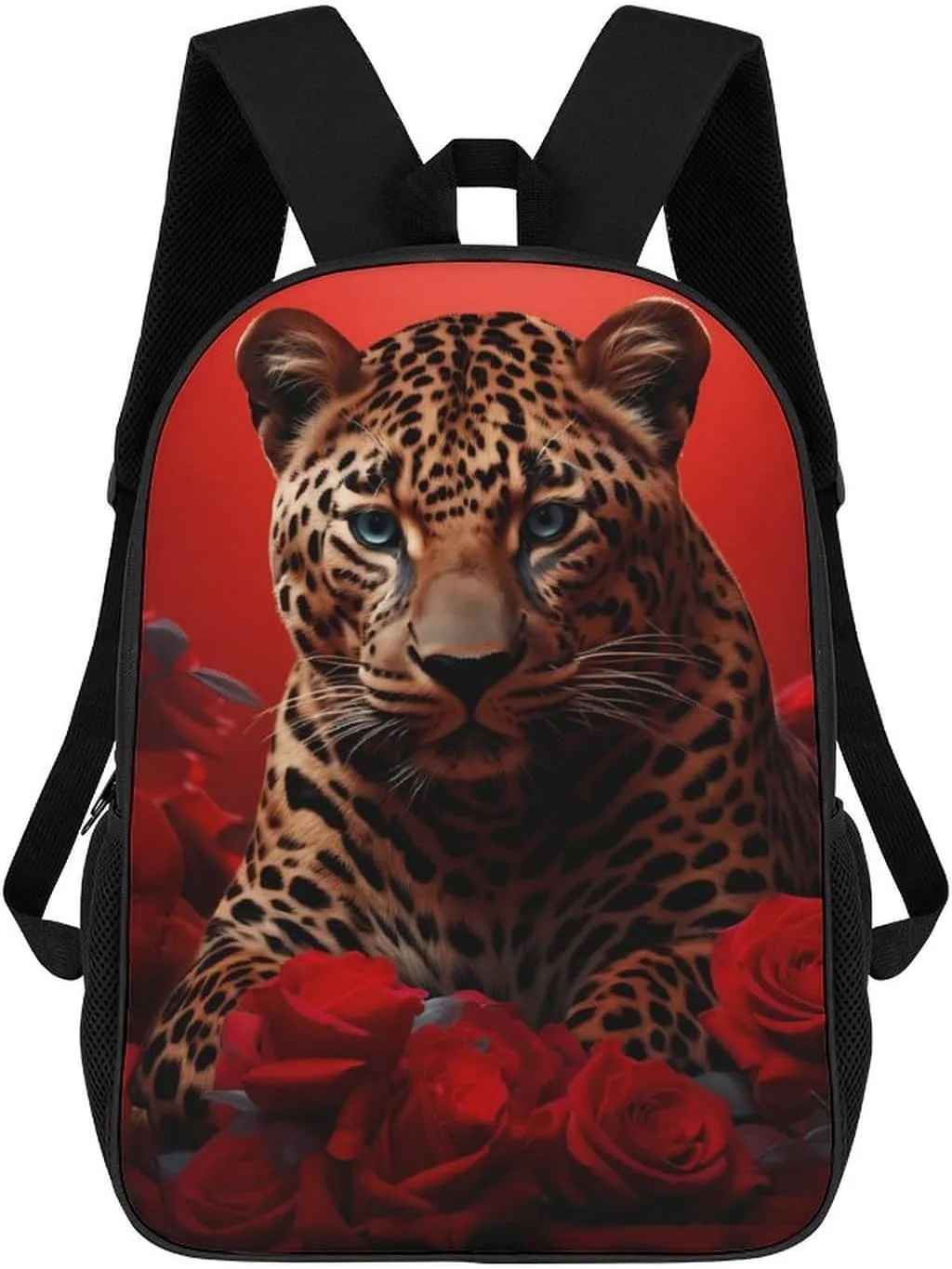 Red Rose Cheetah Cat Leopard Print Travel Backpack Carry On Backpack 17 Inch Laptop Bag Casual Daypack for Weekender Business Hiking