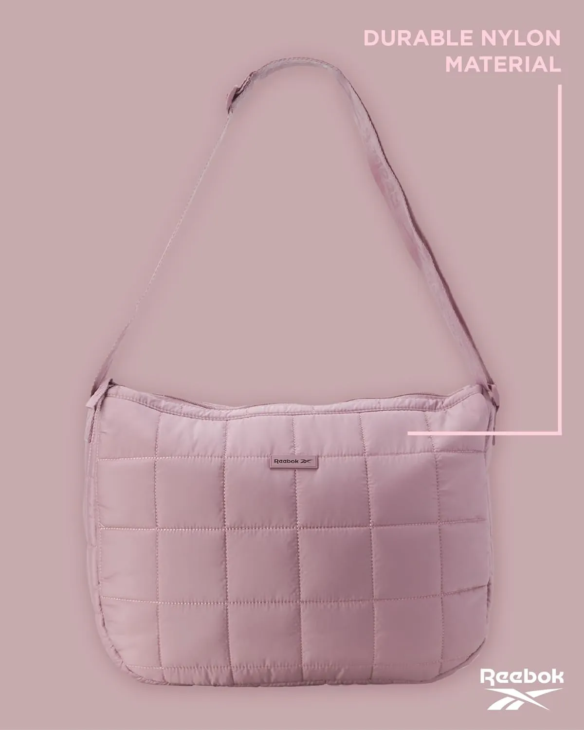 Reebok Womens Crossbody Bag - Oversized Quilted Puffer Tote Bag for Women, Large Shoulder Purse for Gym Travel & Everyday Use