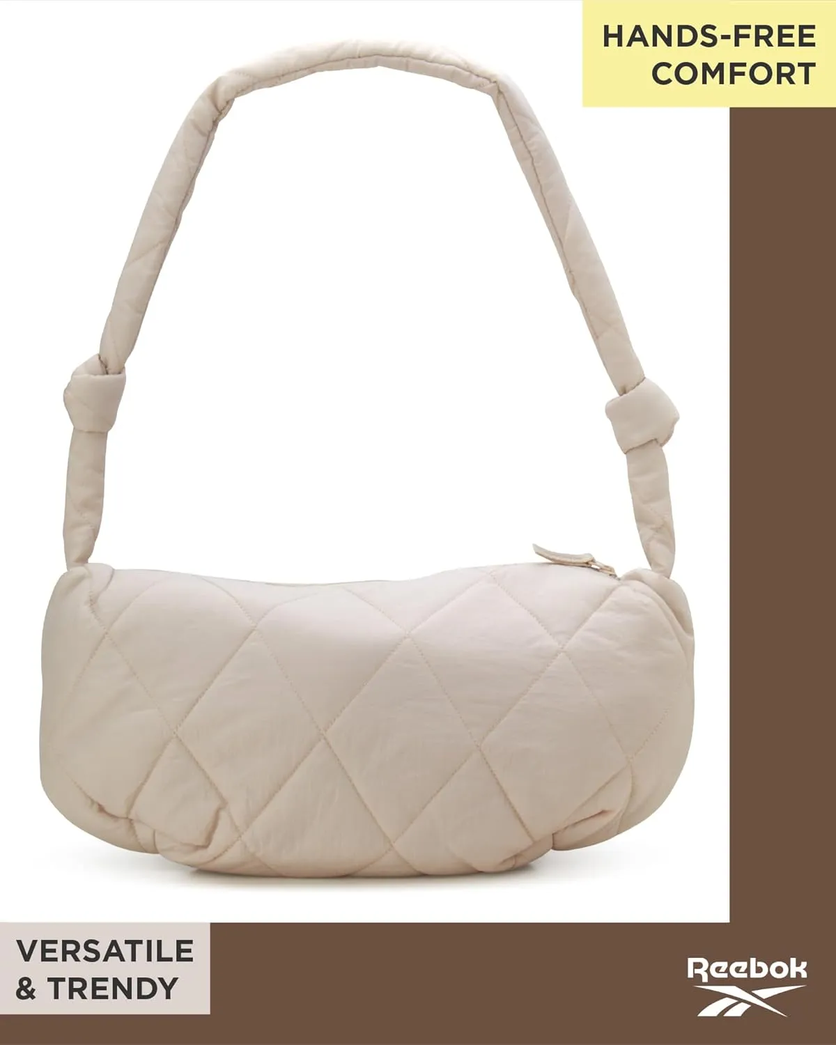Reebok Womens Crossbody Bag - Oversized Quilted Puffer Tote Bag for Women, Large Shoulder Purse for Gym Travel & Everyday Use