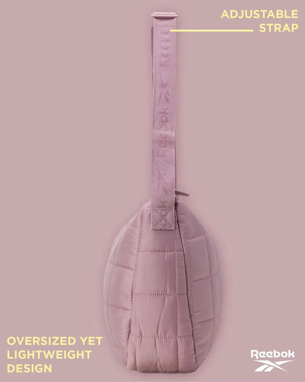 Reebok Womens Crossbody Bag - Oversized Quilted Puffer Tote Bag for Women, Large Shoulder Purse for Gym Travel & Everyday Use