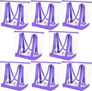 Reginary 8 Pieces Clear Tote Bags Shoulder Handbag Security Approved See Through Bag with Zipper Closure for Travel Work