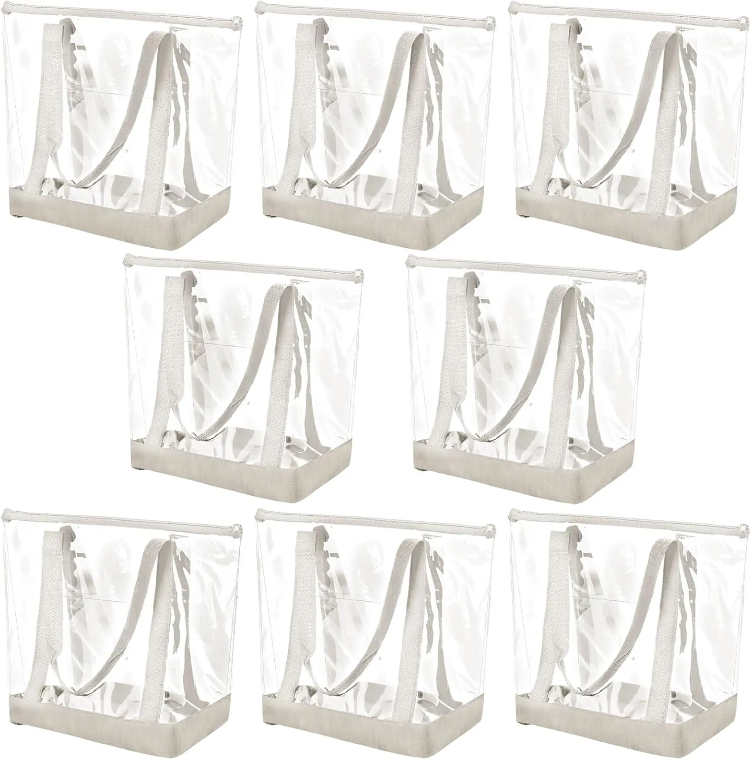 Reginary 8 Pieces Clear Tote Bags Shoulder Handbag Security Approved See Through Bag with Zipper Closure for Travel Work