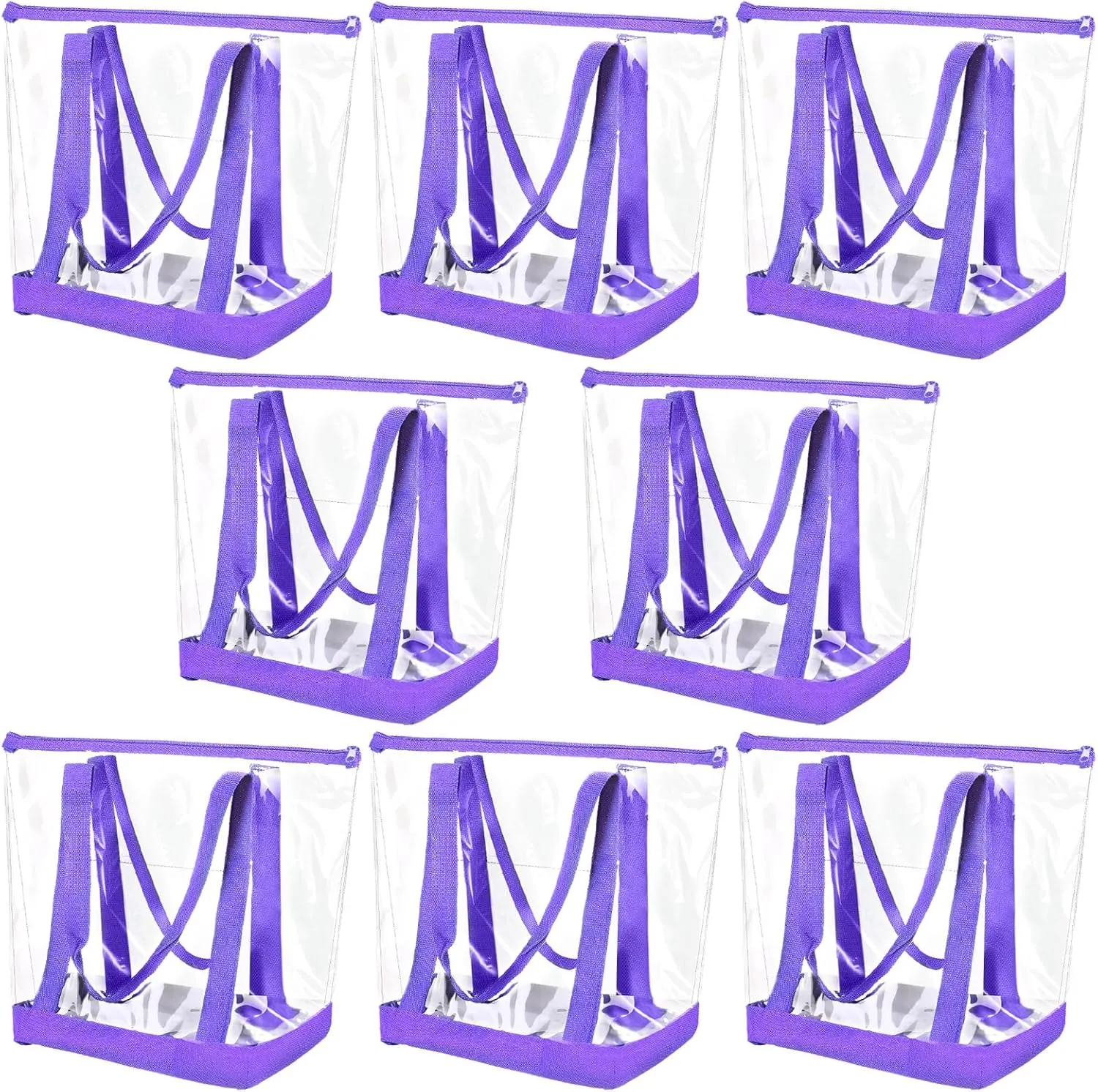 Reginary 8 Pieces Clear Tote Bags Shoulder Handbag Security Approved See Through Bag with Zipper Closure for Travel Work