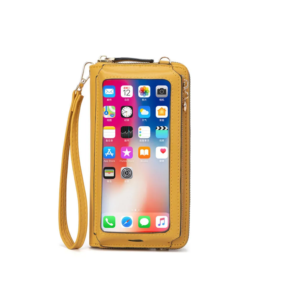 RFID Korean Version PU Ladies Multifunctional Wallet Large Capacity Ladies Touch Screen Mobile Phone Bag Single Shoulder Diagonal Small Bag