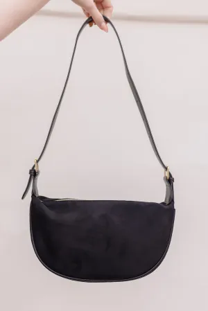 Riley Faux Suede Shoulder Purse Black