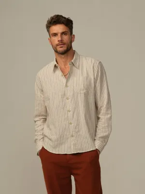Road To Nowhere - Accord Japanese Organic Cotton Shirt in Cream Stripe