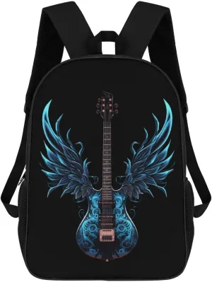 Rock Guitar Wings Travel Backpack Carry On Backpack 17 Inch Laptop Bag Casual Daypack for Weekender Business Hiking