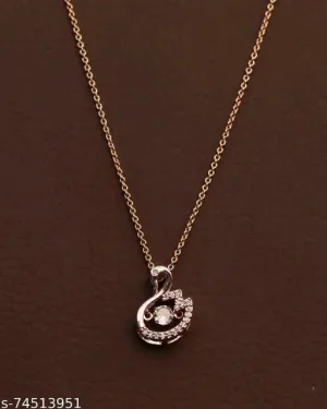 Rose Gold American Diamond Pendant &amp; Chain Set for Women