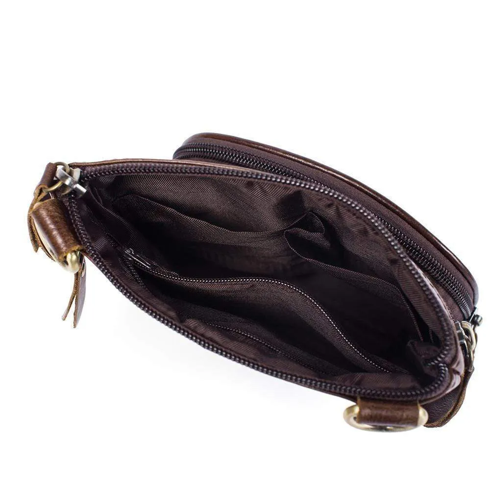Rossie Viren Vintage Leather Deluxe Vertical Messenger Shoulder Bag