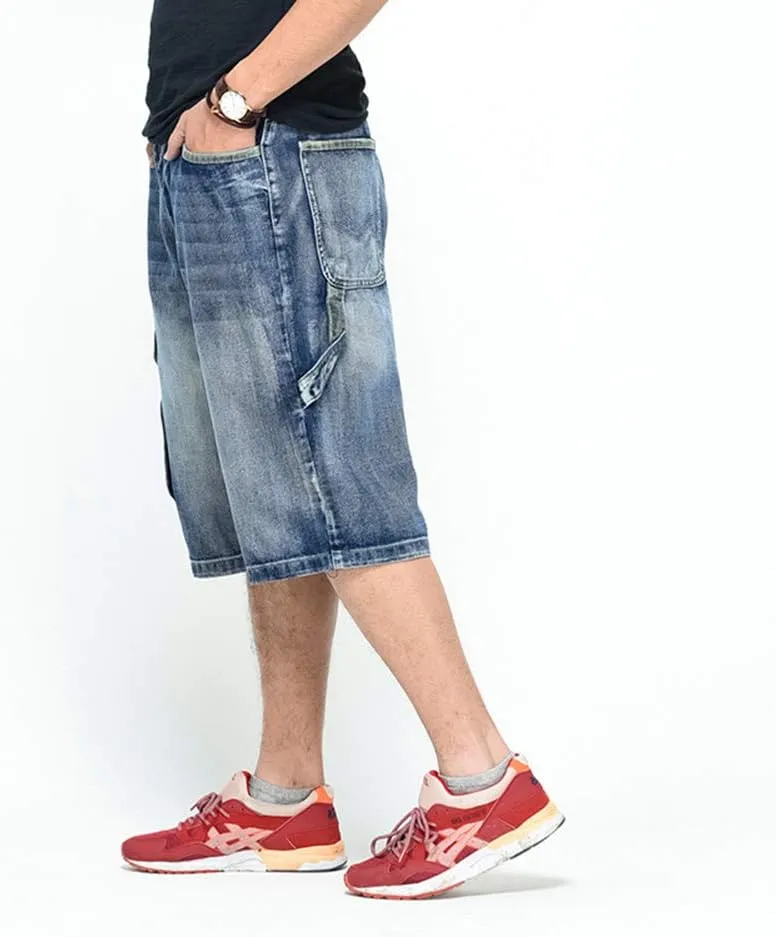 Ruiatoo Men's Outdoor Cargo Multi-Pocket Short Denim Jeans
