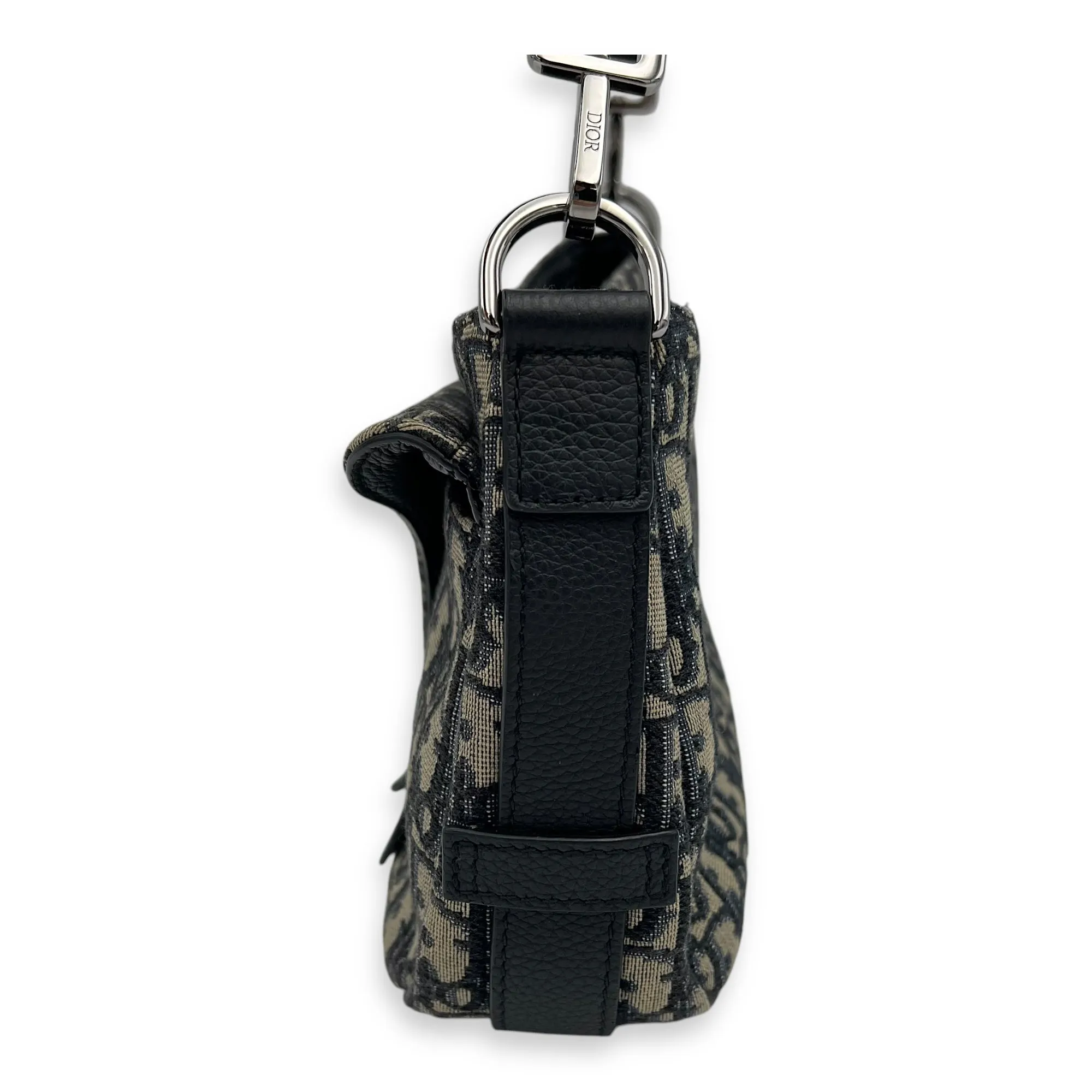 Saddle Oblique Mini Blue Crossbody Bag in Jacquard, Silver hardware