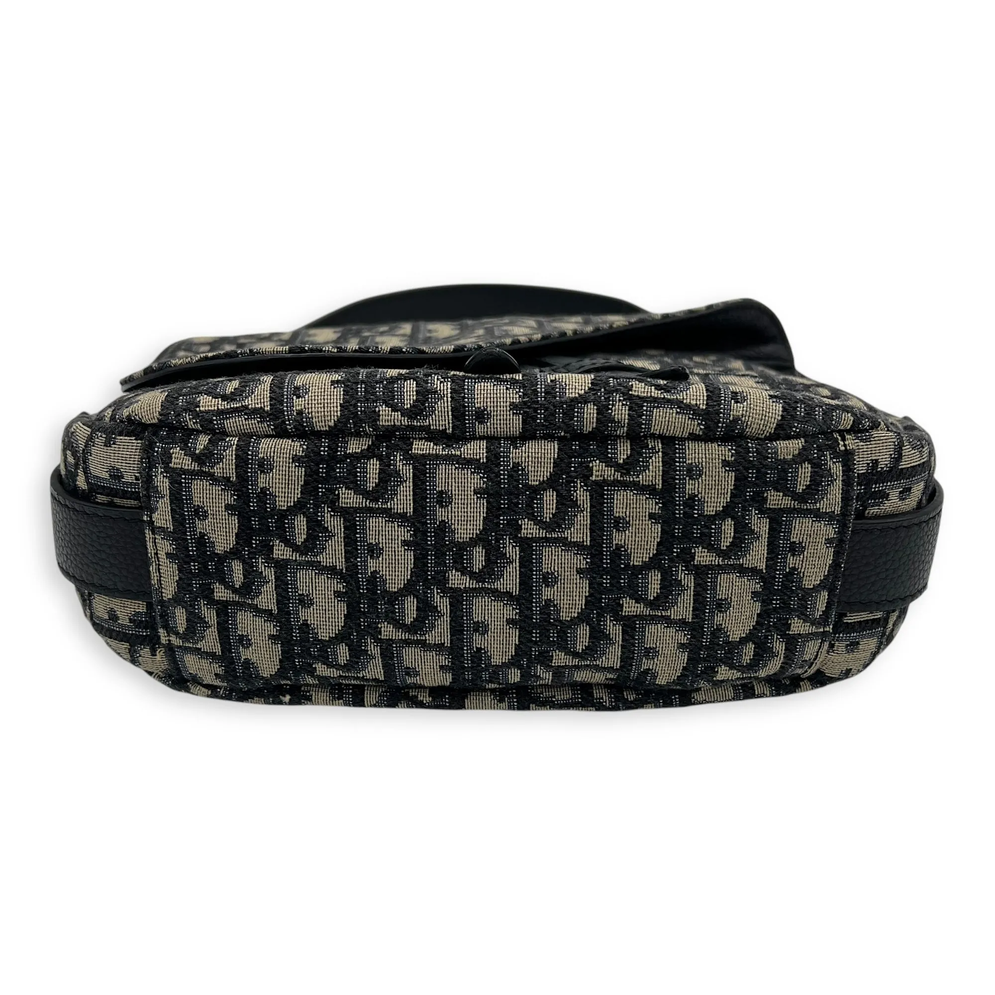 Saddle Oblique Mini Blue Crossbody Bag in Jacquard, Silver hardware