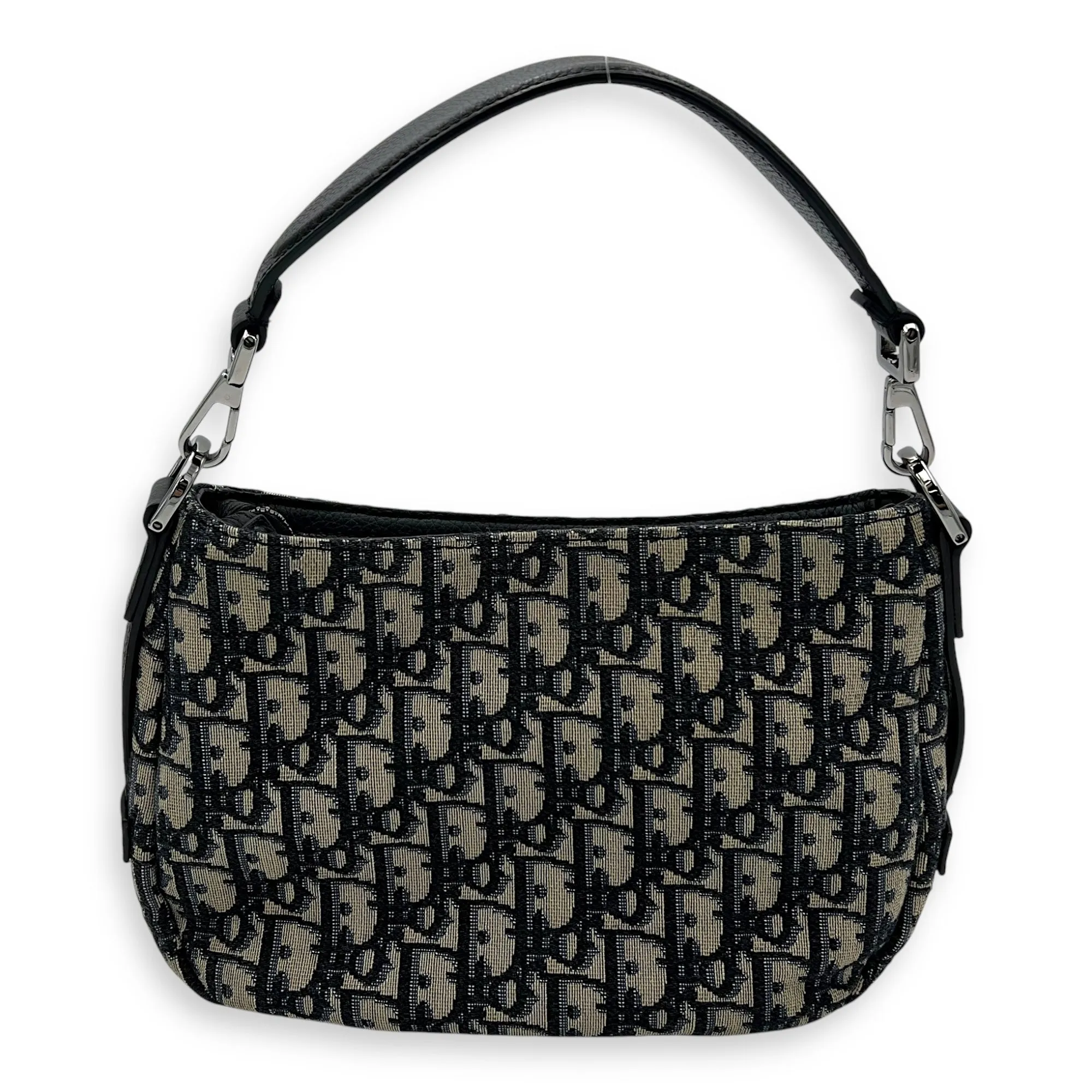 Saddle Oblique Mini Blue Crossbody Bag in Jacquard, Silver hardware