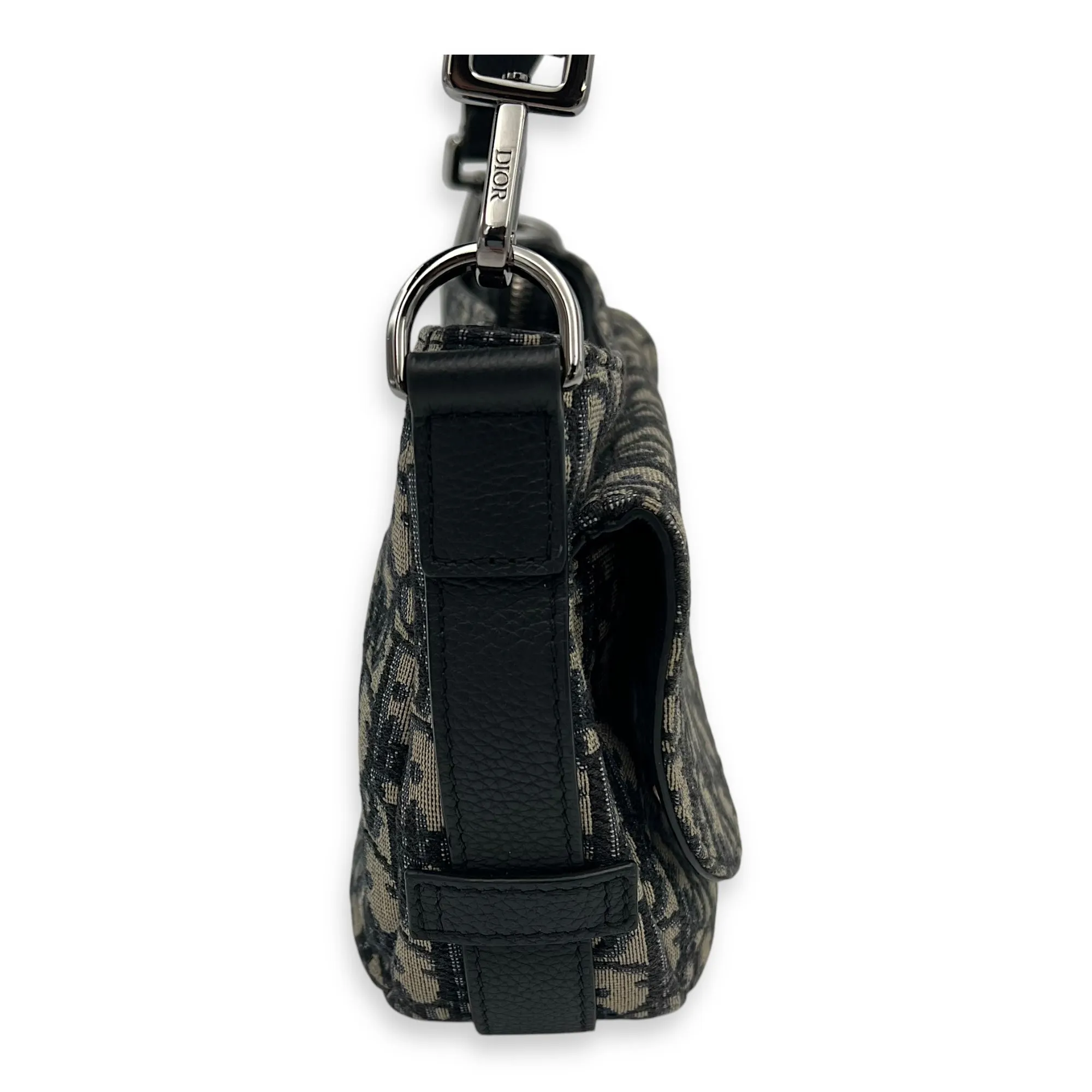 Saddle Oblique Mini Blue Crossbody Bag in Jacquard, Silver hardware