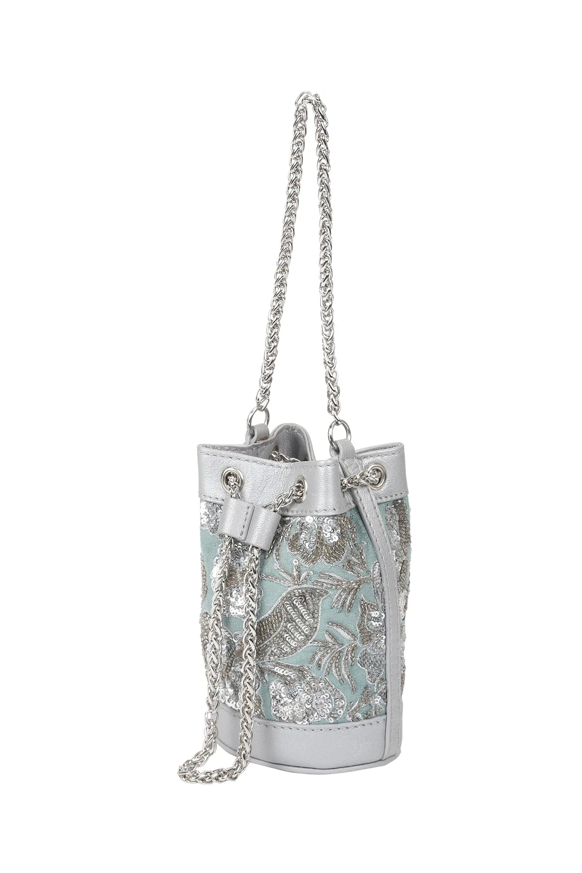 Sage Leather Mini Bucket Bag