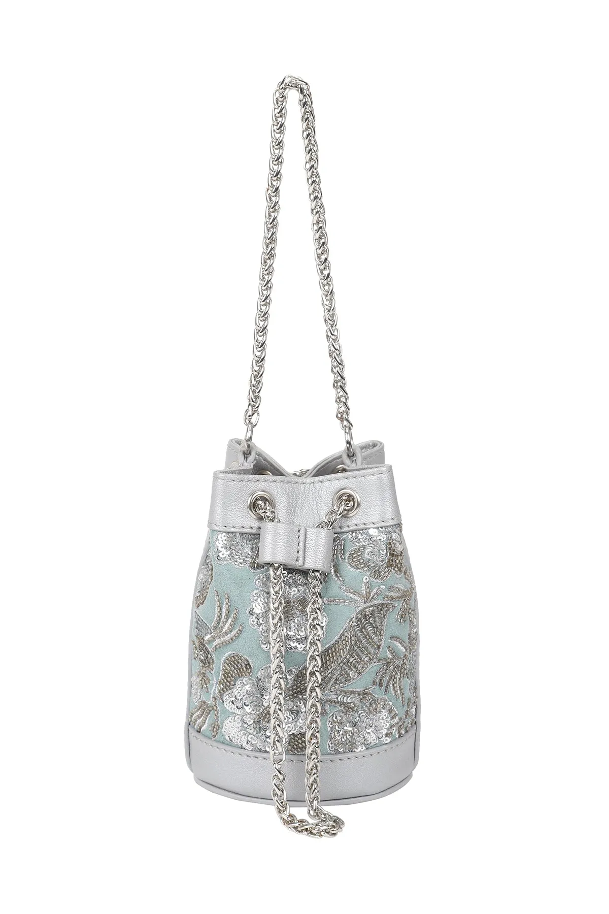 Sage Leather Mini Bucket Bag