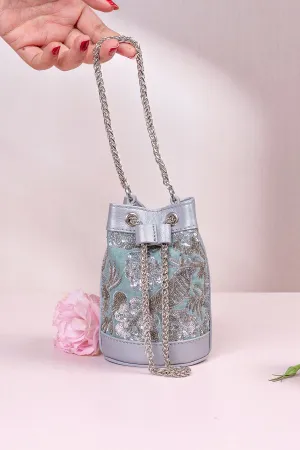 Sage Leather Mini Bucket Bag