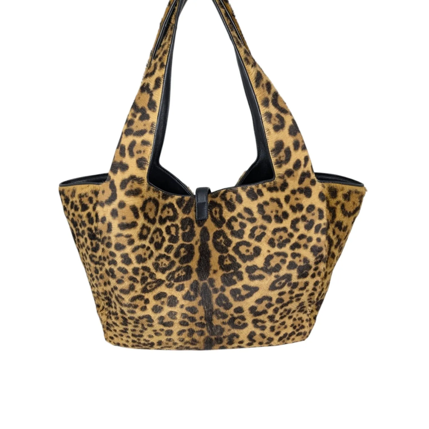 Saint Laurent Bea YSL Leopard-Print Pony Hair Tote